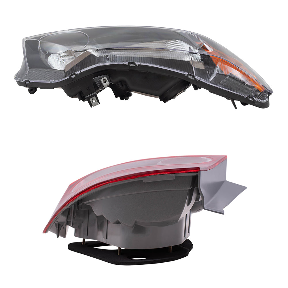 Brock Replacement Halogen Headlights with Tail Lights Compatible with 2006 2007 2008 Civic Sedan 1.8L 2.0L