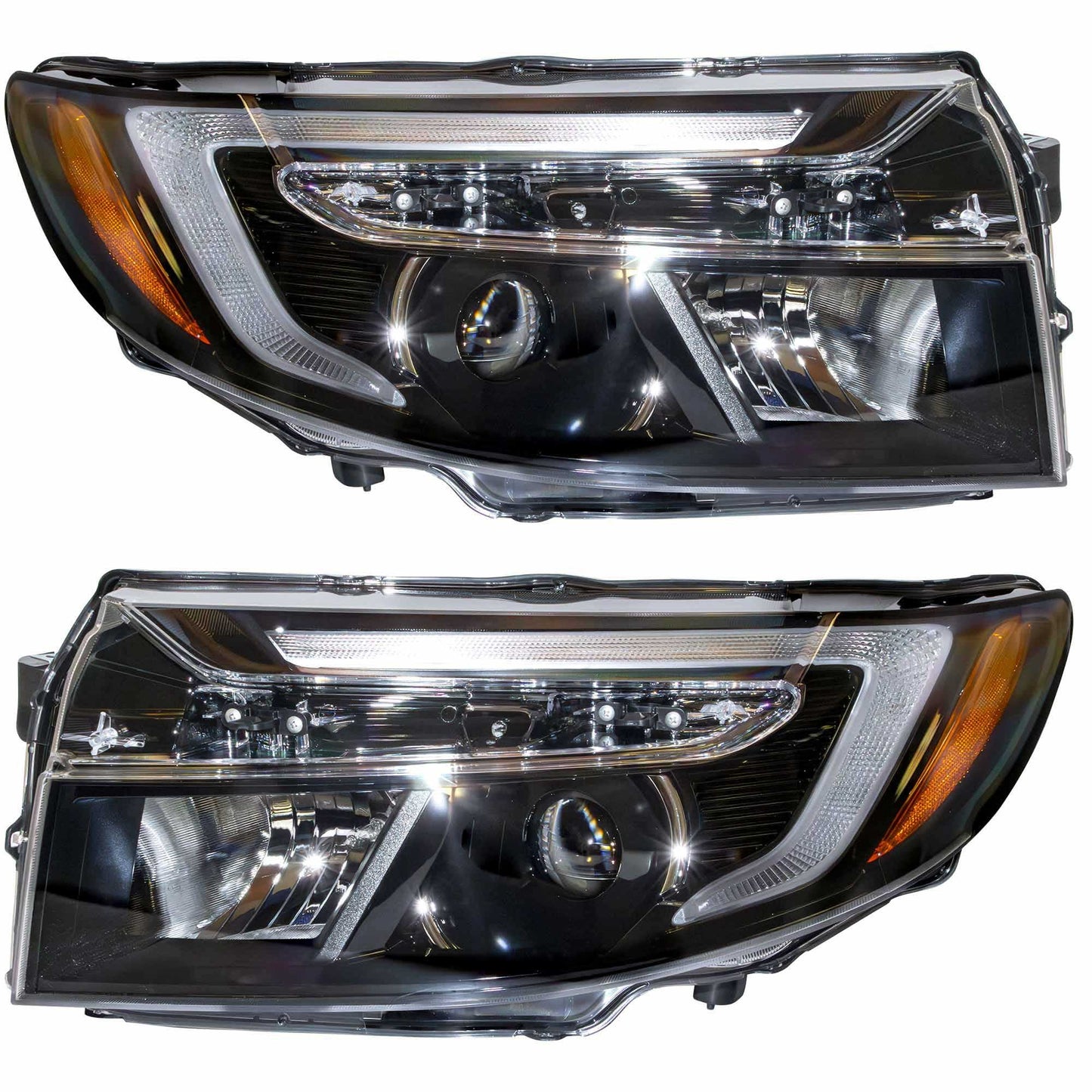 Brock Driver Left Passenger Right LED Combination Headlight With 5 Pin Connector Set Compatible with 2021-2025 Honda Ridgeline EX-L/RTL/Sport Without Automatic High Beams 7221-0117LR