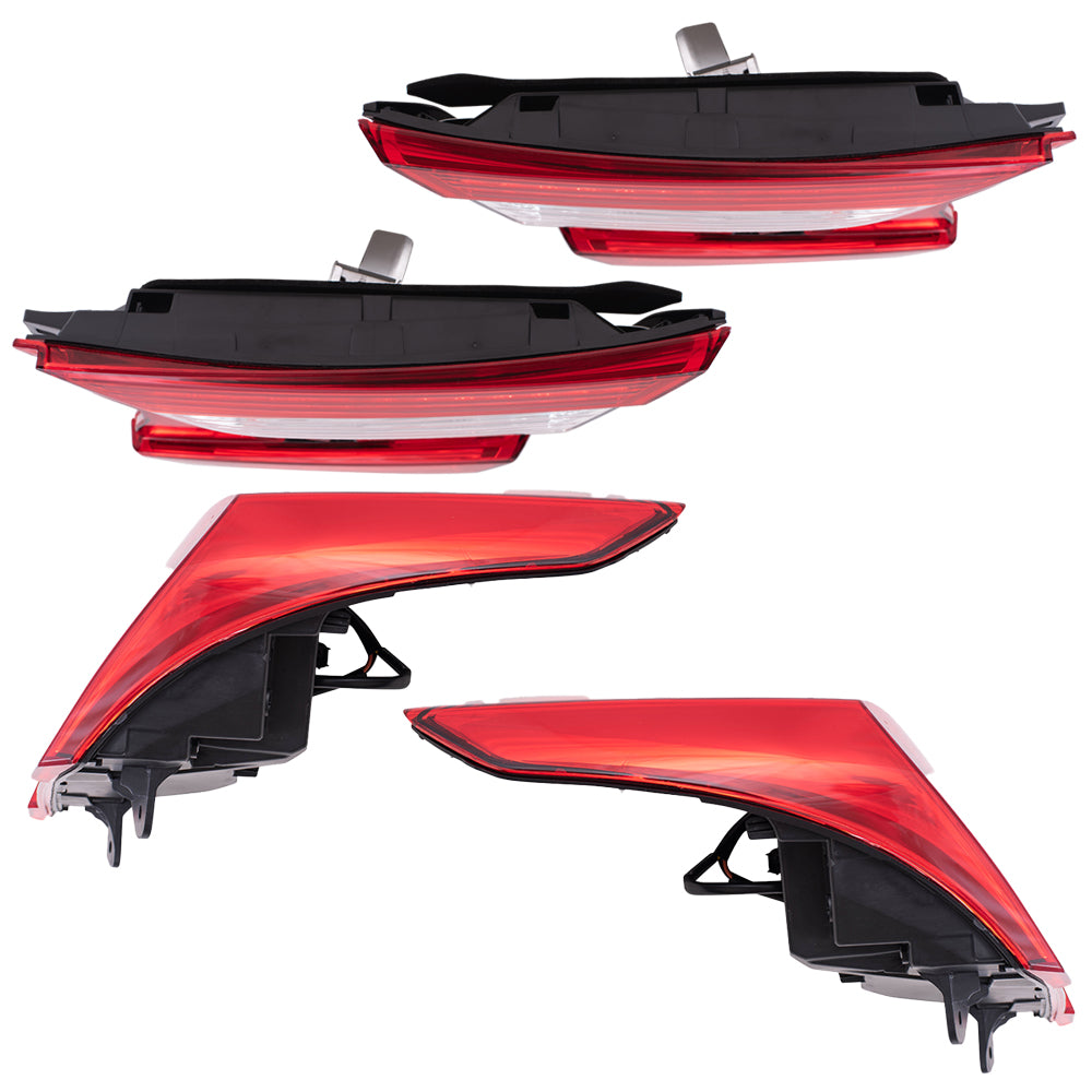 Brock Aftermarket Replacement Driver Left Passenger Right Tail Light Assembly Set Compatible With 2018-2022 Honda Accord Sedan Except Touring
