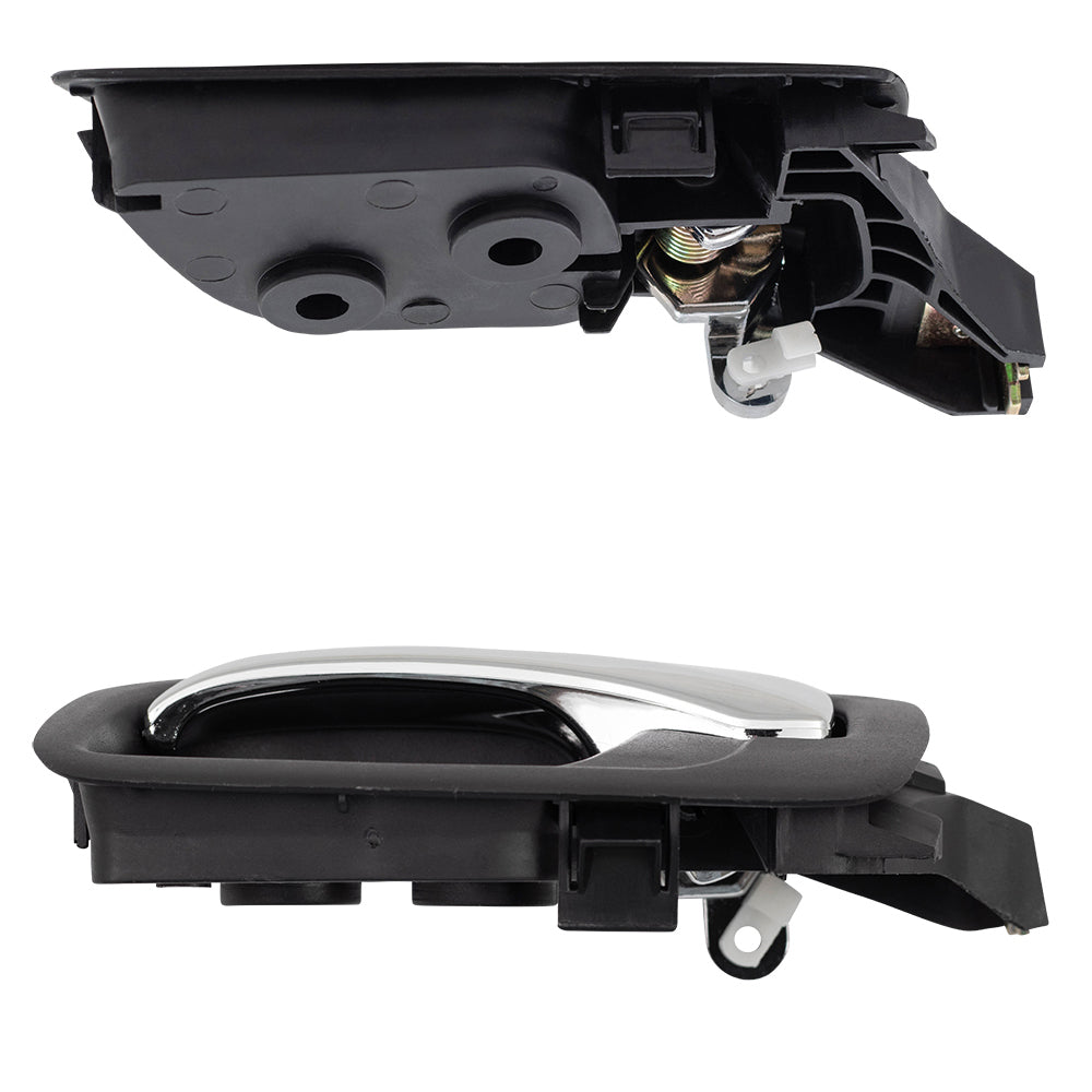Brock Replacement 4 Pc Set Front & Rear Inside Door Handles Chrome Lever w/ Black Housing Compatible with Accord HO1352132 HO1353132 HO1552106 HO1553106