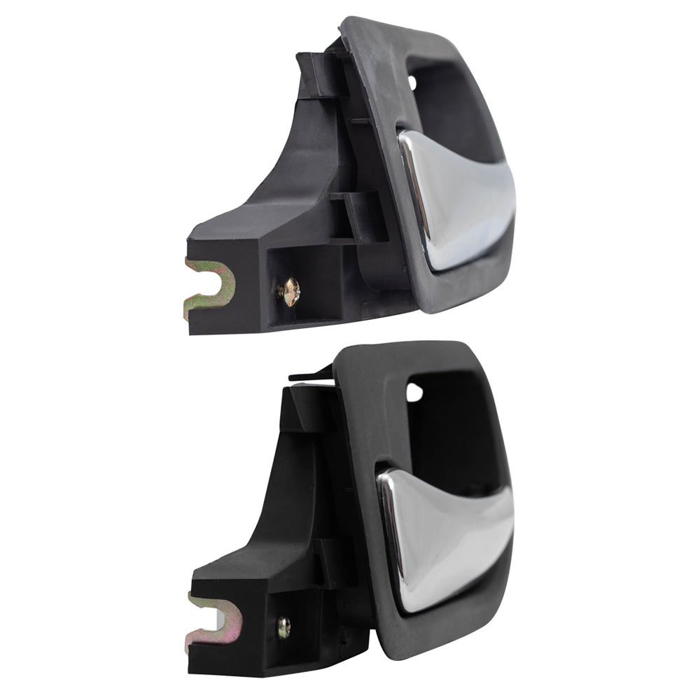 Brock Replacement 4 Pc Set Front & Rear Inside Door Handles Chrome Lever w/ Black Housing Compatible with Accord HO1352132 HO1353132 HO1552106 HO1553106