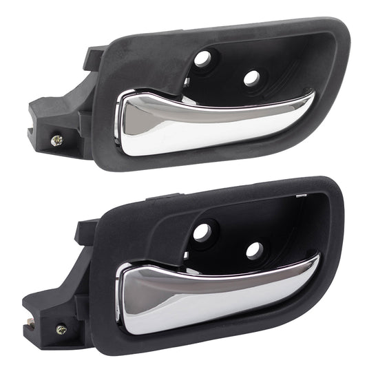 Brock Replacement Drivers Set of Front & Rear Inside Door Handles Chrome Lever w/ Black Housing Compatible with Accord 72160SDAA02ZC 72660SDAA02ZA
