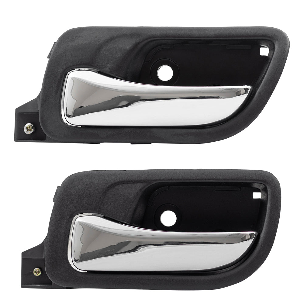 Brock Replacement Drivers Set of Front & Rear Inside Door Handles Chrome Lever w/ Black Housing Compatible with Accord 72160SDAA02ZC 72660SDAA02ZA