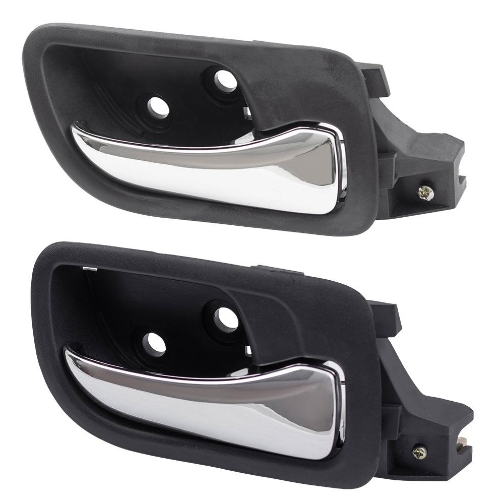 Brock Replacement Passengers Set of Front & Rear Inside Door Handle Chrome Lever w/ Black Housing Compatible with Accord 72120SDAA02ZC 72620SDAA02ZA