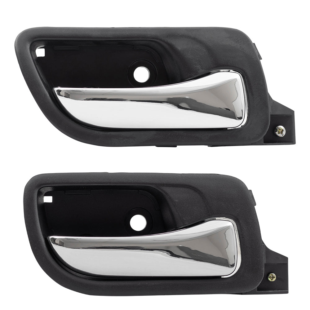 Brock Replacement Passengers Set of Front & Rear Inside Door Handle Chrome Lever w/ Black Housing Compatible with Accord 72120SDAA02ZC 72620SDAA02ZA