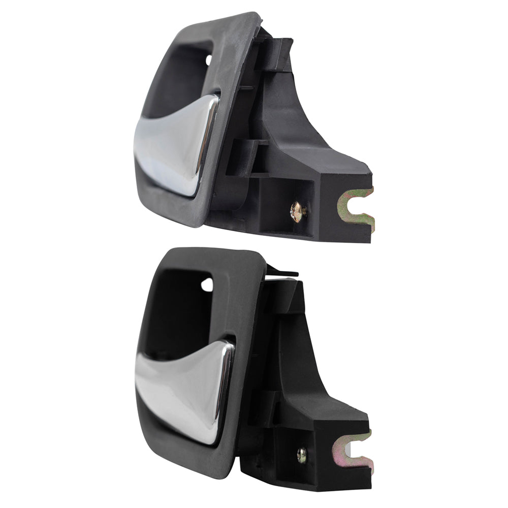 Brock Replacement Passengers Set of Front & Rear Inside Door Handle Chrome Lever w/ Black Housing Compatible with Accord 72120SDAA02ZC 72620SDAA02ZA