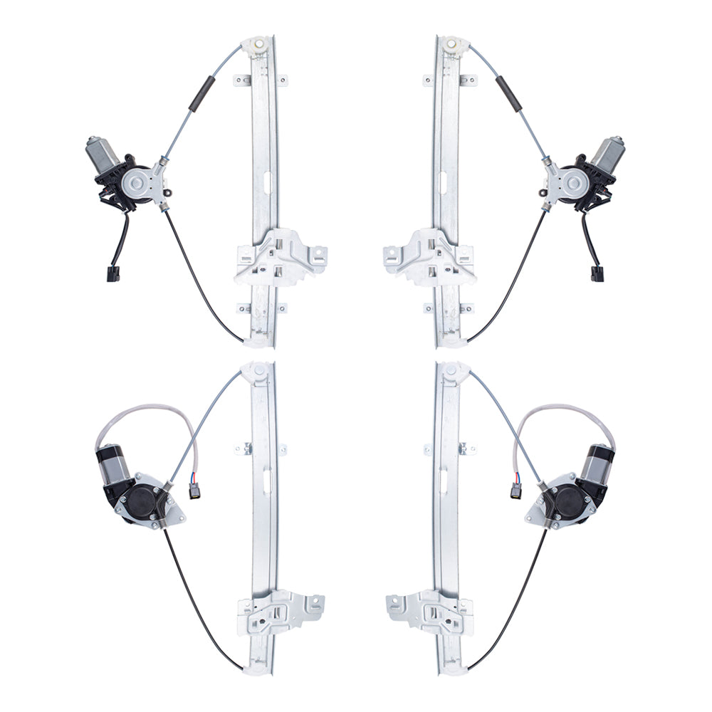 Brock Replacement Driver and Passenger Side Front and Rear Power Window Regulators with Motor 4 Piece Set Compatible with 1998-2002 Honda Passport & 1998-2004 Honda Rodeo
