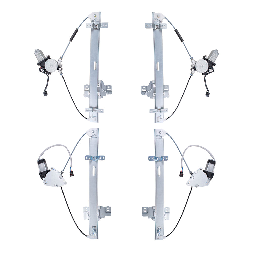 Brock Replacement Driver and Passenger Side Front and Rear Power Window Regulators with Motor 4 Piece Set Compatible with 1998-2002 Honda Passport & 1998-2004 Honda Rodeo