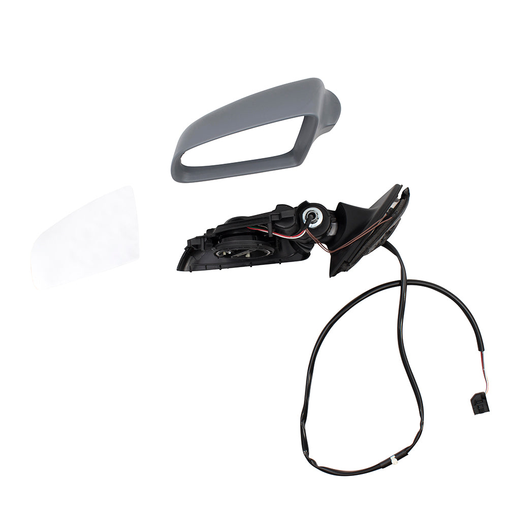Brock Replacement Pair Set Power Side View Mirrors Heated PTM Gray Compatible with A4 RS4 S4