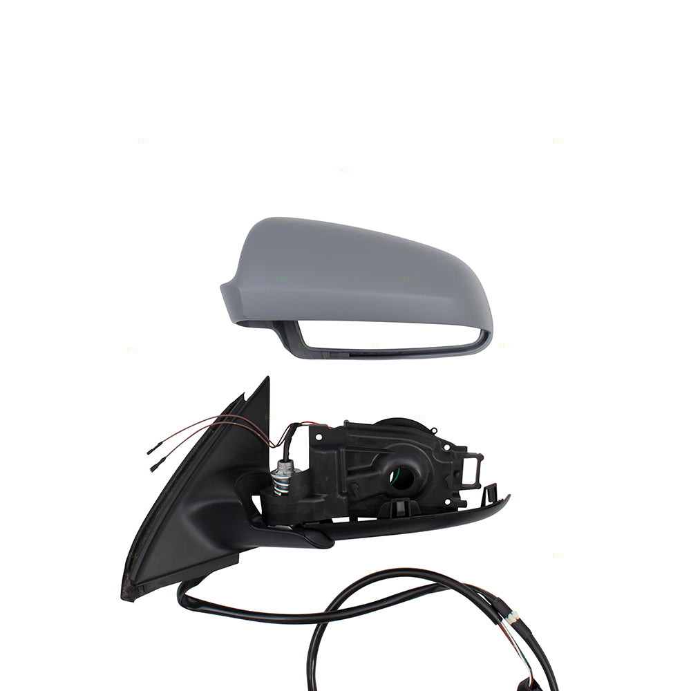 Brock Replacement Pair Set Power Side View Mirrors Heated PTM Gray Compatible with A4 RS4 S4