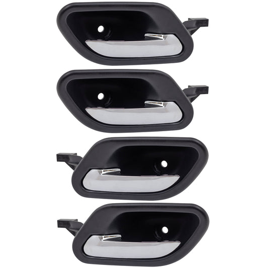 Brock Replacement 4 Pc Set Inside Interior Door Handles Chrome Lever w/ Black Housing fits Front or Rear Compatible with 97-03 5 Series E39 95-98 7 Series E38 51 21 8 2260 49 51 21 8 226 050