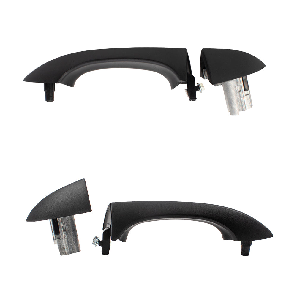 Brock Replacement Rear Driver and Passenger Side Textured Black Outside Door Handles without Keyhole Compatible with 2000-2006 X5