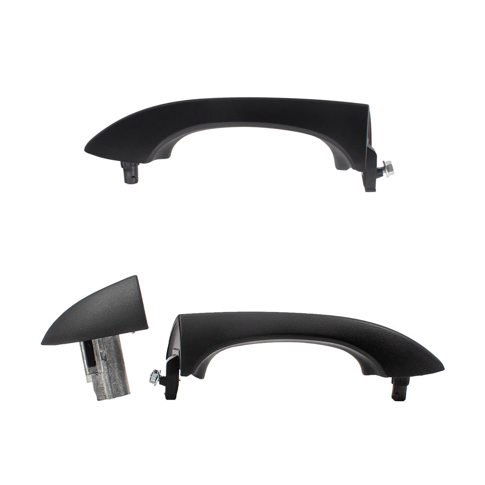 Brock Replacement Pair Set Front Outside Exterior Textured Door Handles w/ Keyholes compatible with 2000-2006 X5 51218243617 51218243626