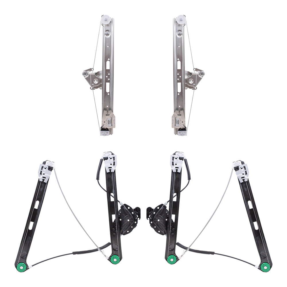 Brock Replacement Driver and Passenger Side Front and Rear Power Window Regulators without Motor 4 Piece Set Compatible with 1999-2005 3-Series Sedan Wagon