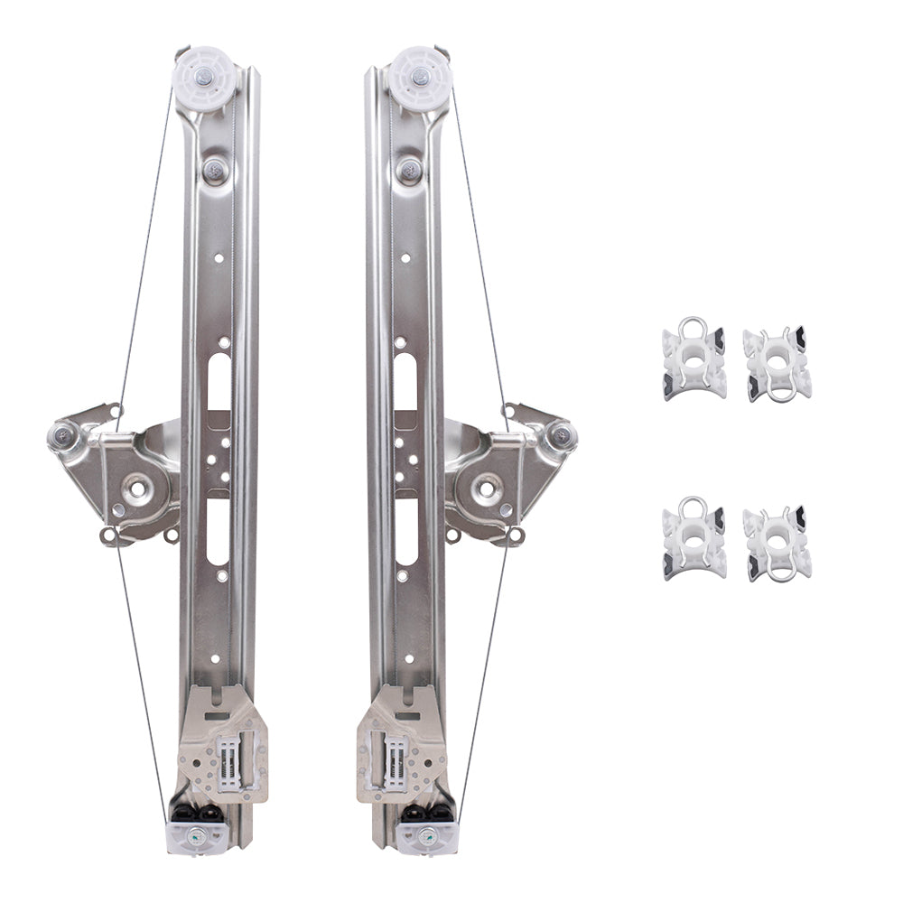 Brock Replacement Rear Power Window Regulators with Guide Clips Compatible with 99-05 3 Series Sedan Wagon 51321938884