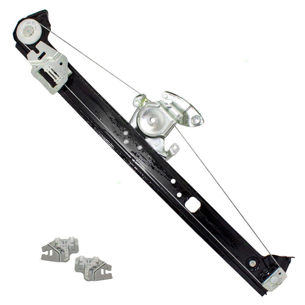 Brock Replacement Passengers Rear Power Window Lift Regulator with Set of Repair Guide Clips Compatible with 00-06 X5 5135712506 51337020659