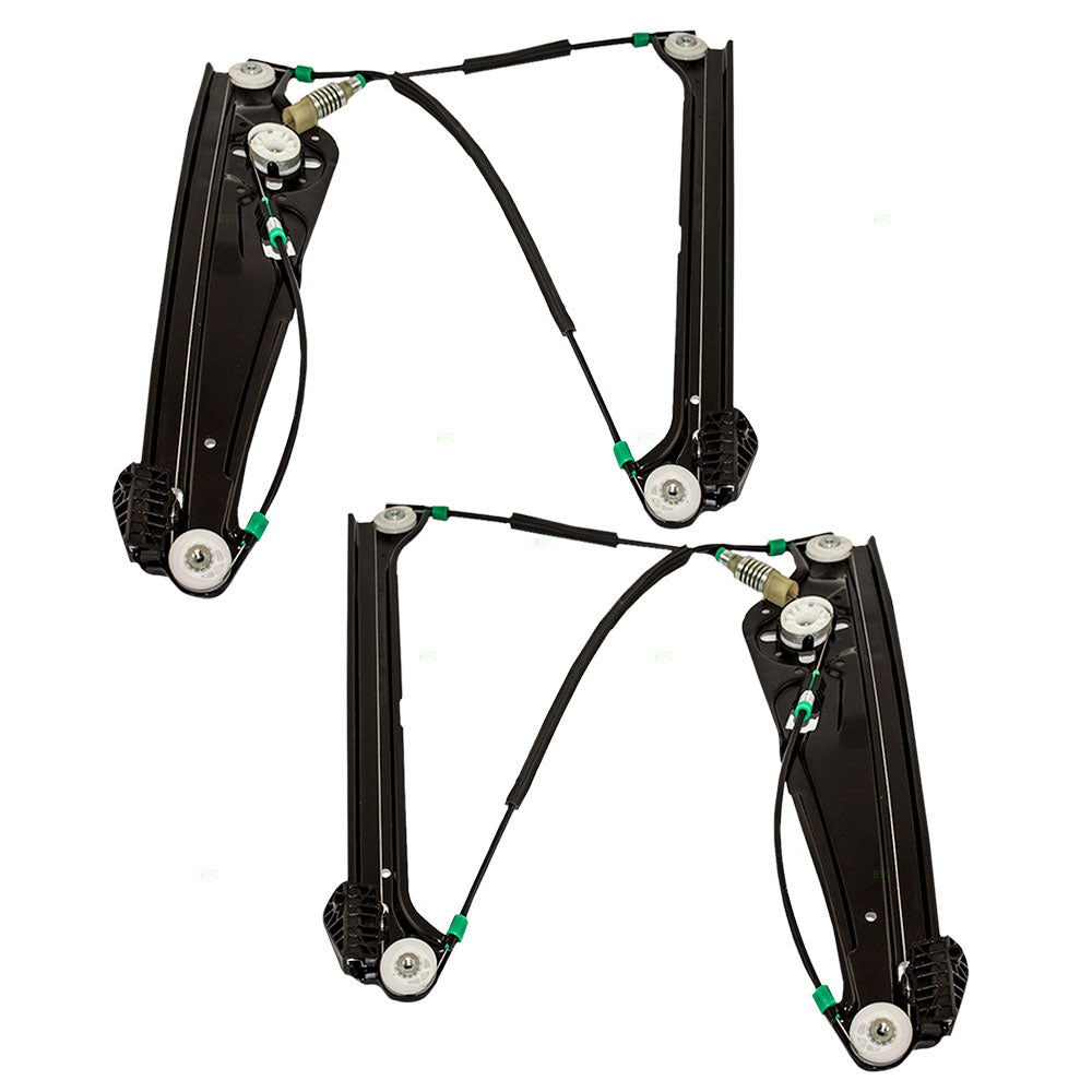 Brock Replacement Driver and Passenger Front Power Window Lift Regulators Compatible with 2002-2008 7 Series 51337202479 51337202480
