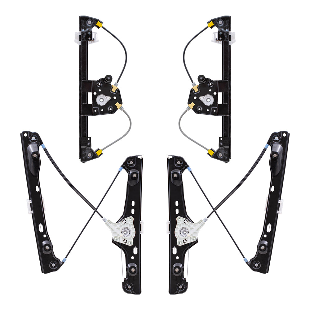 Brock Replacement Front and Rear Driver and Passenger Side Power Window Regulators without Motor 4 Piece Set Compatible with 2006-2011 3 Series Sedan E90 06-12 3 Series Wagon E91 08-11 M3 Sedan 390