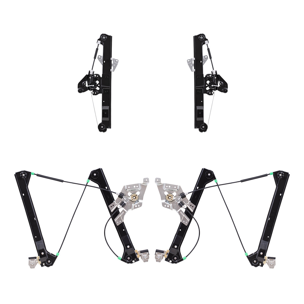 Brock Replacement Driver and Passenger Side Power Window Regulators without Motor 4 Piece Set Compatible with 2003-2007 Saab 9-3 Sedan/Wagon