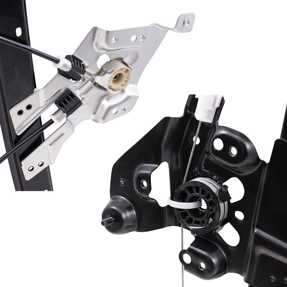 Brock Replacement Driver and Passenger Side Power Window Regulators without Motor 4 Piece Set Compatible with 2003-2007 Saab 9-3 Sedan/Wagon