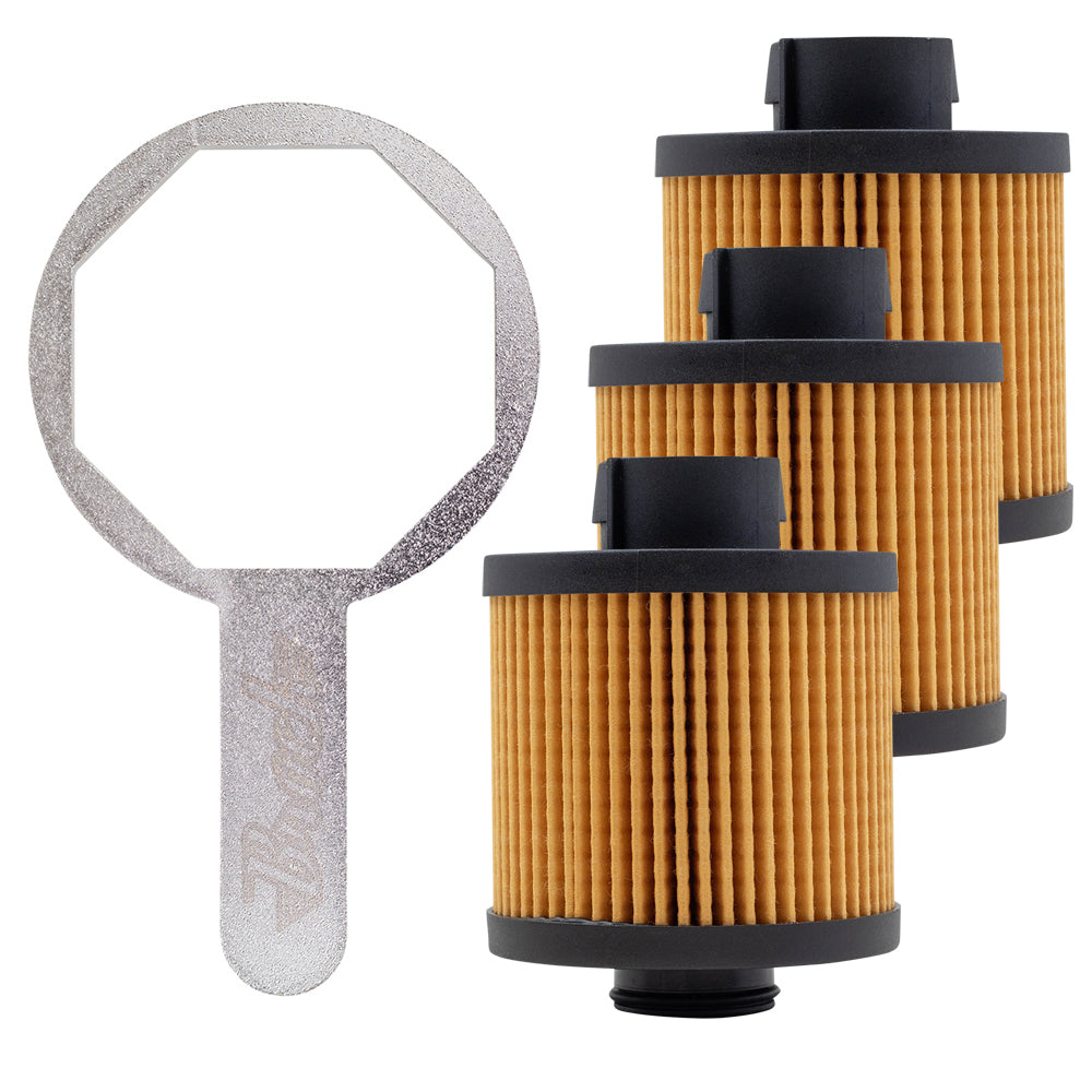 Brock Replacement 3 Pc Oil Filters with Wrench Tool Set Kit Compatible with 2004-2008 Gallardo Spyder Coupe Superleggera SE Base Nera 07L115561C