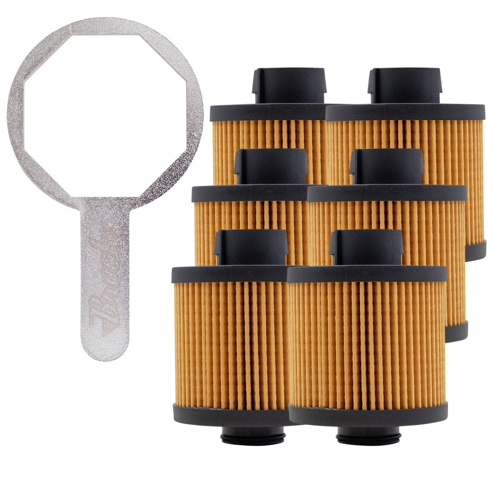 Brock Replacement 6 Pc Oil Filters with Wrench Tool Set Kit Compatible with 2004-2008 Gallardo Spyder Coupe Superleggera SE Base Nera 07L115561C