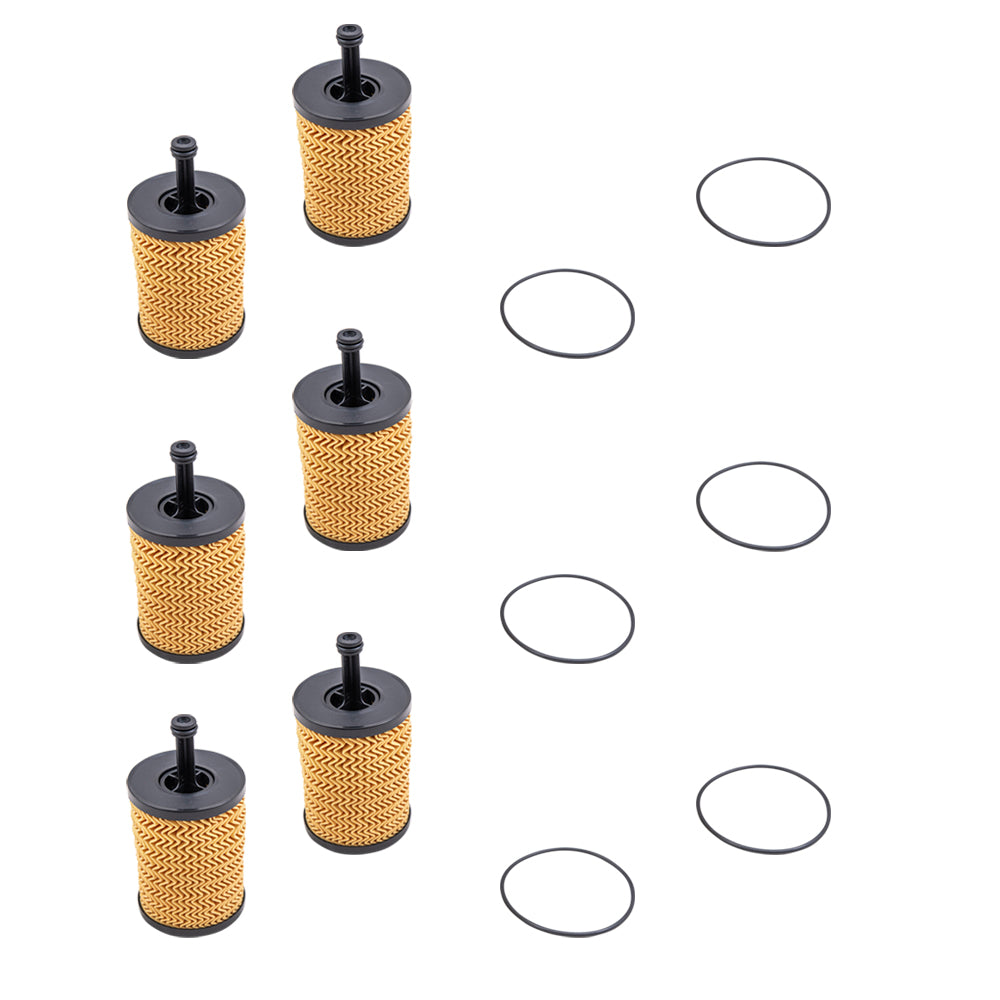 Brock Aftermarket Replacement Oil Filter With O-Ring 6 Piece Set Compatible With 2010-2015 Ferrari 458 F142