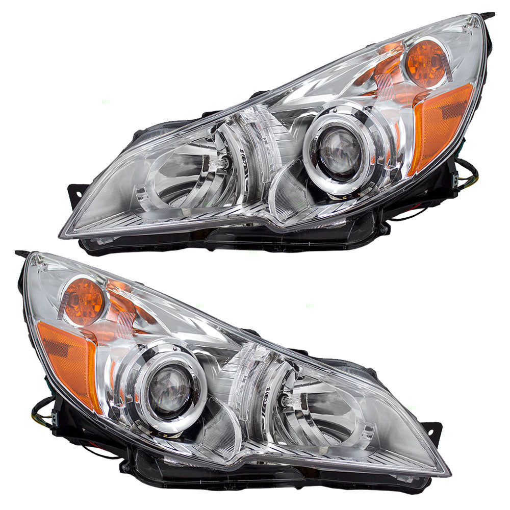 Brock Replacement Driver and Passenger Headlights Headlamps Compatible with 2010-2012 Legacy Outback 84001AJ01E 84001AJ00E