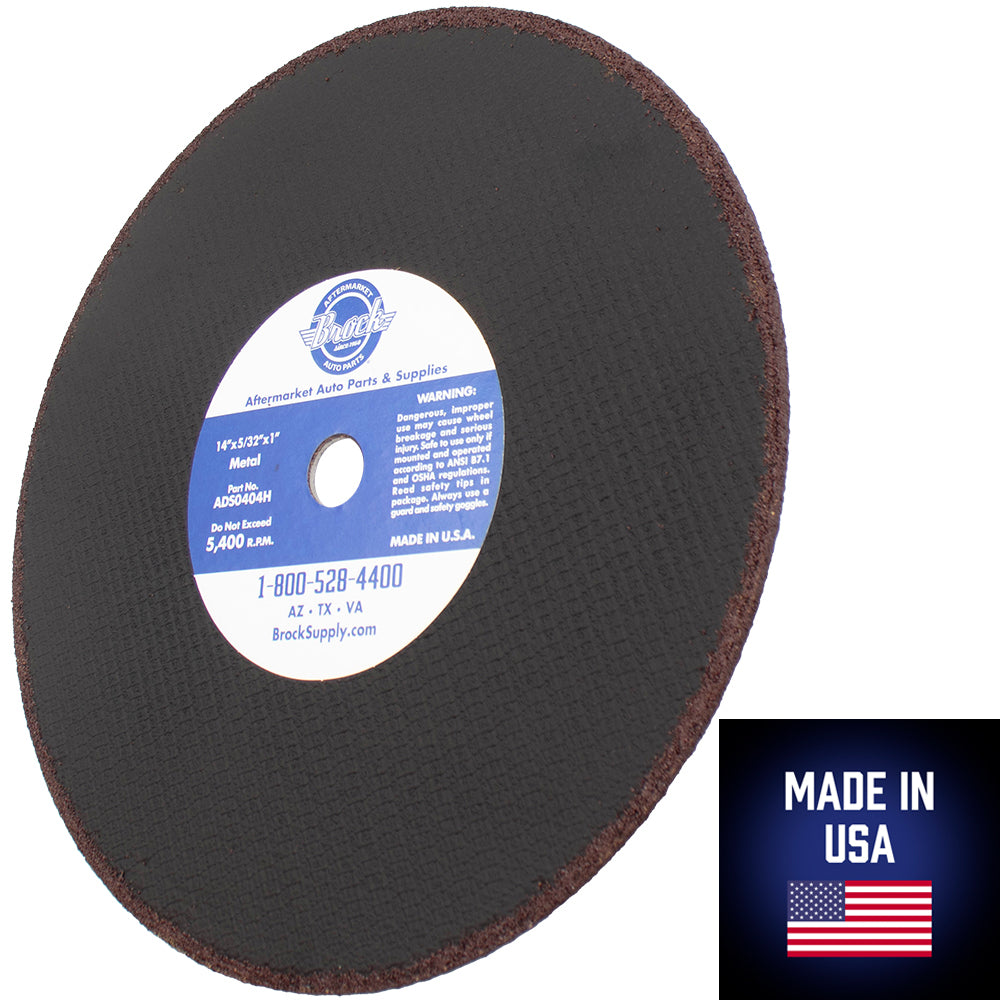 Brock 10 Pk 14" Cutting Wheel Cut Off Ferrous Iron Metal Blade Disc w/ 1" Arbor Abrasive for Industrial Shop DIY Hobby