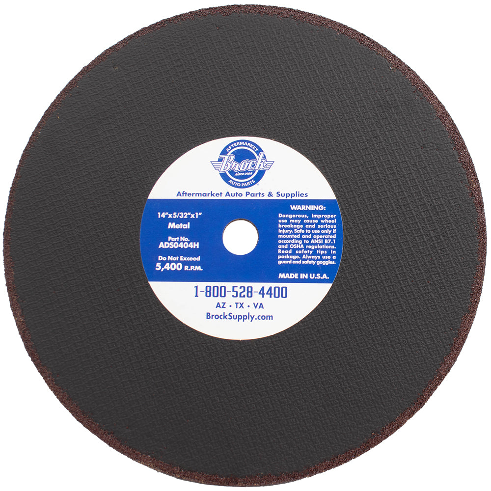 Brock 10 Pk 14" Cutting Wheel Cut Off Ferrous Iron Metal Blade Disc w/ 1" Arbor Abrasive for Industrial Shop DIY Hobby