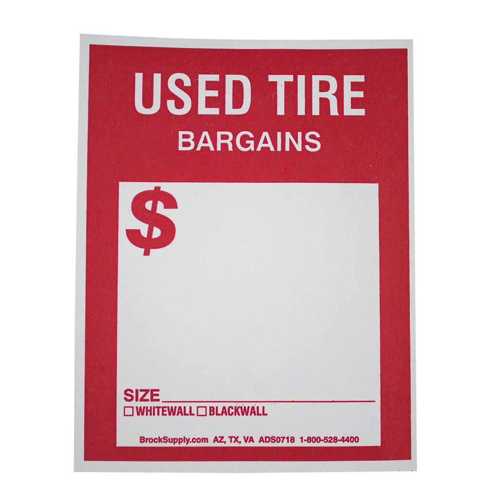 Brock Replacement for 500 Piece 2 Box Set Stick On Adhesive Used Tire Tag Sticker Labels Red & 4" x 5 1/8"