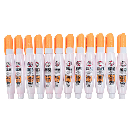 12 Pc Set Neon Orange Super Met-Al Fine Tip Paint Marker Pens 1.4mm Stroke Weather Proof Metal Stone Rubber Plastic Glass for Auto Arts