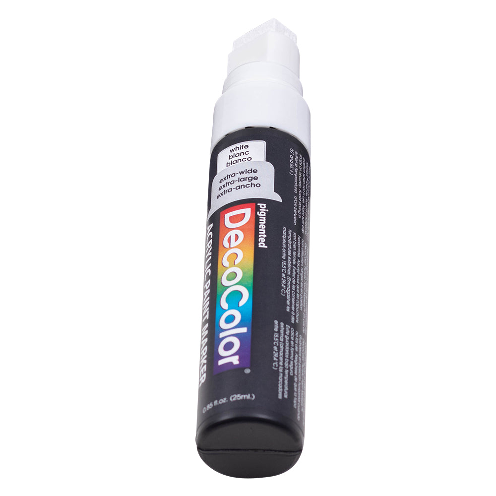 Single White Decocolor Paint Marker Pen Extra Broad Line Point 1/2 inch Tip Water Based Acrylic for Wood Plastic Paper Foam