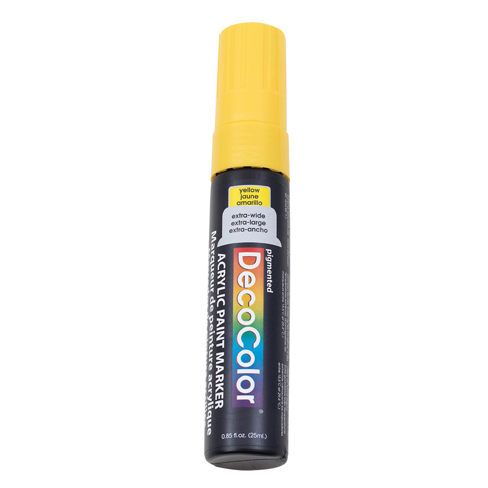 Single Yellow Decocolor Paint Marker Pen Extra Broad Line Point 1/2" Tip Water Based Acrylic for Wood Plastic Paper Foam