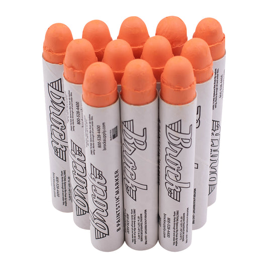 12 Pc Box Orange Brock B Paintstiks Crayon Marks Water Oil Dirt Extreme Temp Paint Stick Chalk for Auto Tire Construction Fabric Lumber
