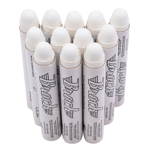 Brock White B Paintstik Marker - Multi-Purpose Permanent Solid Paint Marking Crayon For Oily-Wet-Dry-Cold Surfaces - Weather & UV Resistant – Dozen