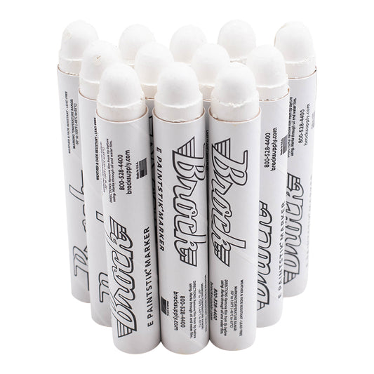 Brock White E Paintstiks - High Intensity Solid Paint Marking Crayon - Multi-Surface - Fast Drying - Wear & Water Resistant For Dimly Lit Areas – Dozen