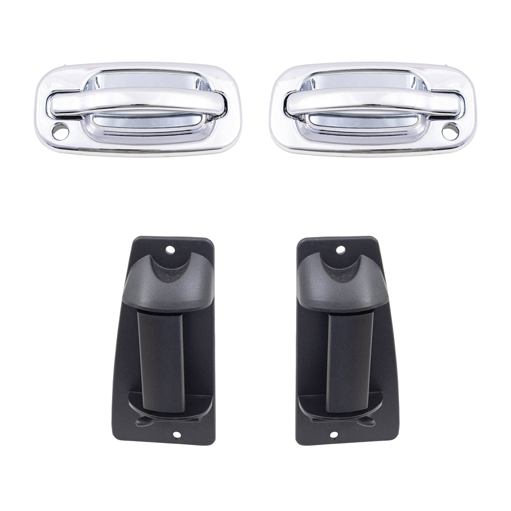 Brock Replacement Front and Rear Outside Door Handles 4 Piece Set Compatible with 1999-2007 Silverado & 2002-2004 Sierra Denali Extended Cab ONLY