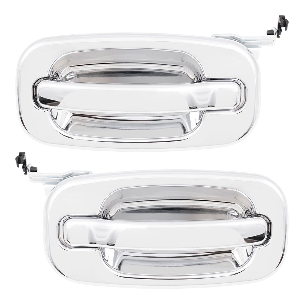 Brock Replacement Driver and Passenger Outside Outer Rear Chrome Specialty Door Handle compatible with SUV Pickup Truck