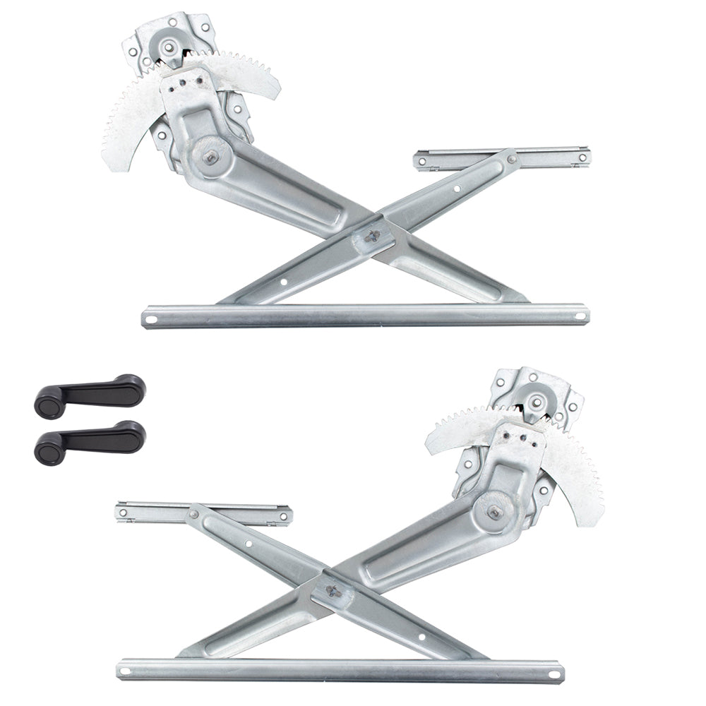 Brock Replacement 4 Pc Set Front Manual Window Regulators & Crank Handles Compatible with 1990-1995 4Runner w/out Vent Window 6980235010 6980135010