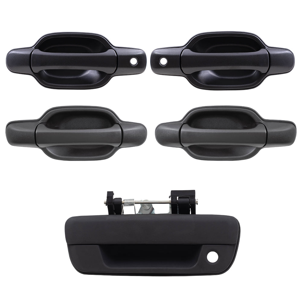 Brock Replacement Set Driver and Passenger Front and Rear Outside Outer Door and Tailgate Handles compatible with 25875521 25875522 25875524 25875523