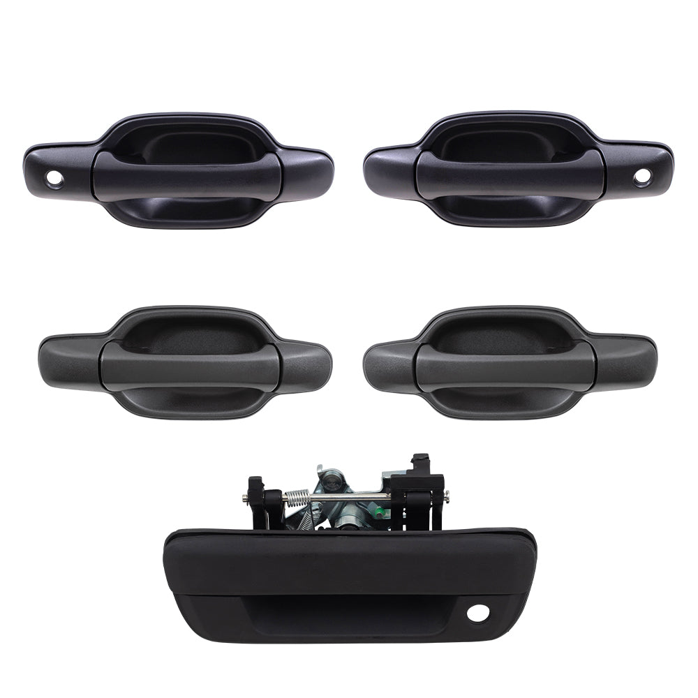 Brock Replacement Set Driver and Passenger Front and Rear Outside Outer Door and Tailgate Handles compatible with 25875521 25875522 25875524 25875523