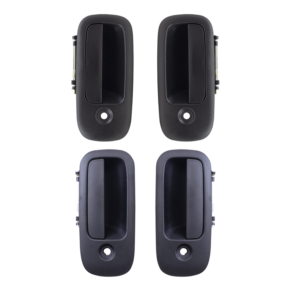 Brock Aftermarket Replacement Front And Side Hinged Driver Left Passenger Right Outside Door Handle Textured Black 4 Piece Set Compatible With 2003-2022 Chevy Express