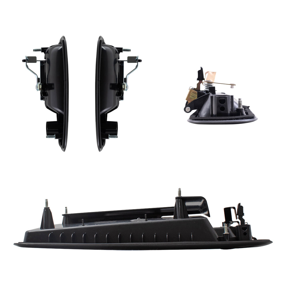 Brock Replacement Outside Textured Black Front Door Handles, Side Hinged Door Handle and Back Door Handle W/License Plate Bracket 4 Piece Set Compatible with 1996-2009 Express and 1996-2009 Savana