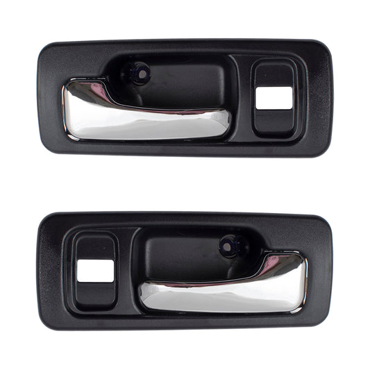 Brock Replacement Pair Set Inside Interior Front Door Handles Black & Chrome w/ Lock Hole Compatible with 90-93 Accord Sedan 72165SM4003ZD 72125SM4003ZD