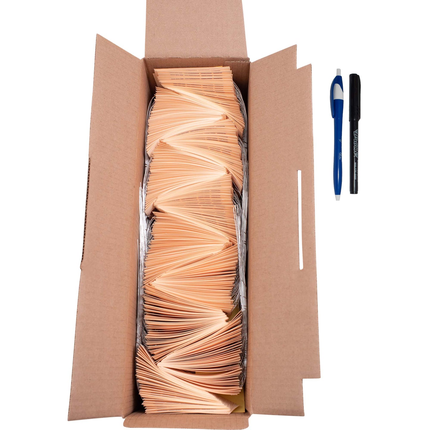1000 Pc Box Blank Manila Card Stock Inventory Tags 3 3/4" x 1 7/8" Attached Wire Metal Eyelet & Pens Kit for Auto Shop Retail Salvage Yards