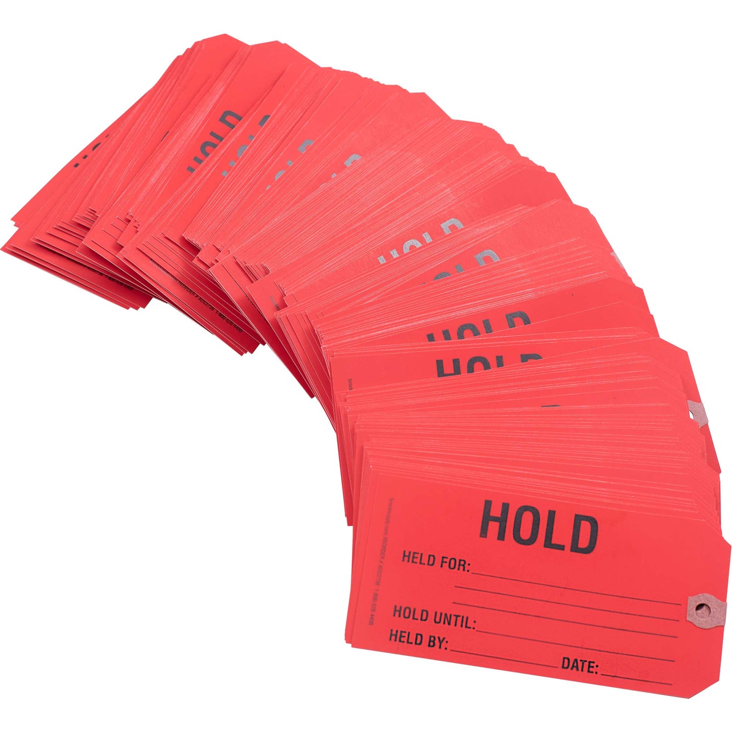 Brock ‘HOLD’ Parts Tag - 5 3/4 Inch x 2 7/8 Inch Red Heavy Card Stock With Reinforced Eyelet - 250 Tags Per Box ADS2738