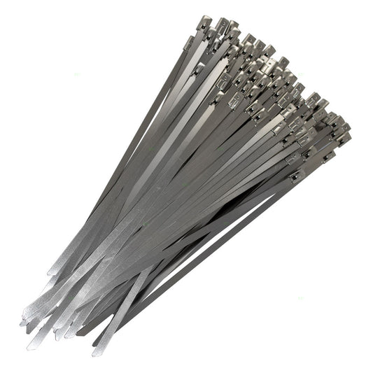 Brock 100 Piece Set Stainless Steel 0.18 x 8" One Hundred Cable Ties with Self-Locking Head