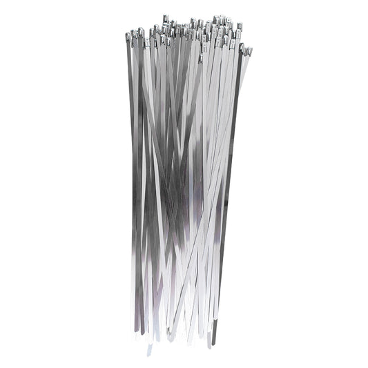 Brock 100 Piece Set Stainless Steel 0.18 x 14" One Hundred Cable Ties with Self-Locking Head