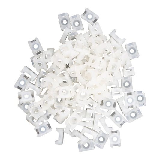 Brock 100 Piece Set Screw Fixing White .6" x .4" One Hundred Cable Tie Mounts